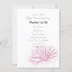 Pink Daisy Flower Baby Shower Invitation