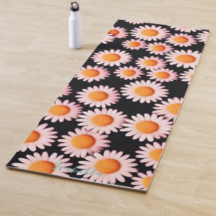 Pink Daisy Flower Botanical pattern girly Yoga Mat