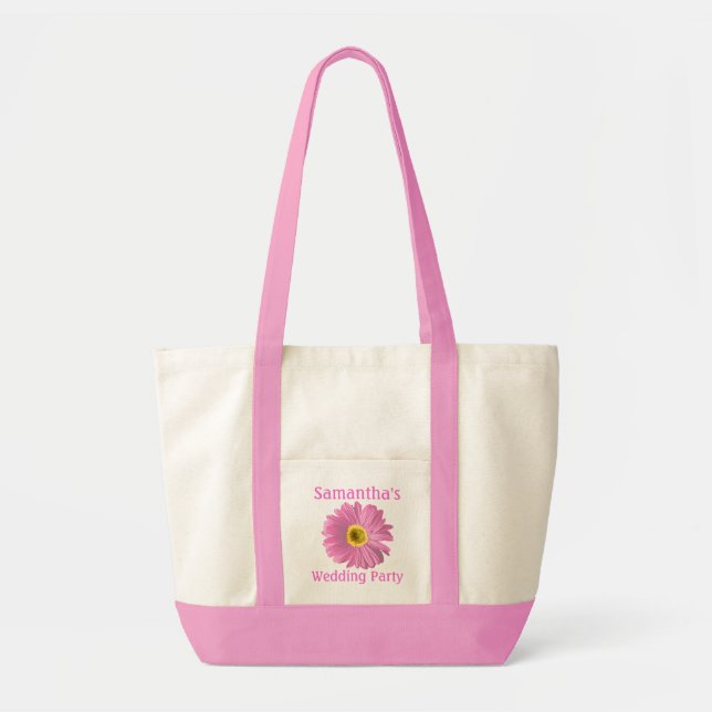 Pink Daisy Flower Customisable Tote Bag (Front)