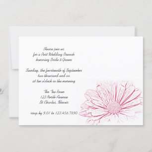 Pink Daisy Flower Effect Post Wedding Brunch Invitation