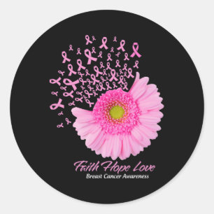 Pink Daisy Flower Faith Hope Love Breast Cancer Aw Classic Round Sticker
