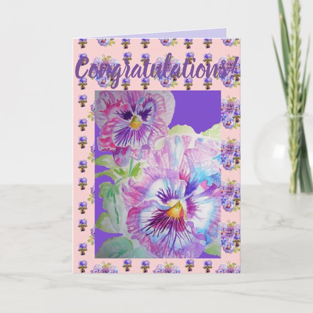 Pink Daisy Flower Floral Conrgatulations art Card (Front)