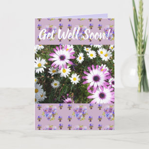 Pink Daisy Flower Floral Get Well Soon art Card