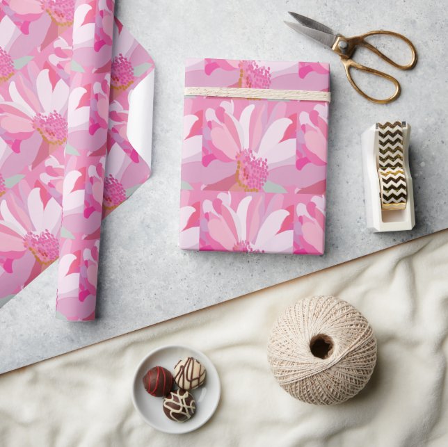 Pink Daisy Flower Floral Wrapping Paper (Crafts)