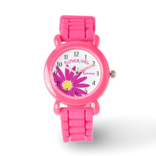 Pink Daisy Flower Girl Watch