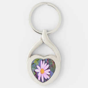 Pink Daisy Flower Key Ring