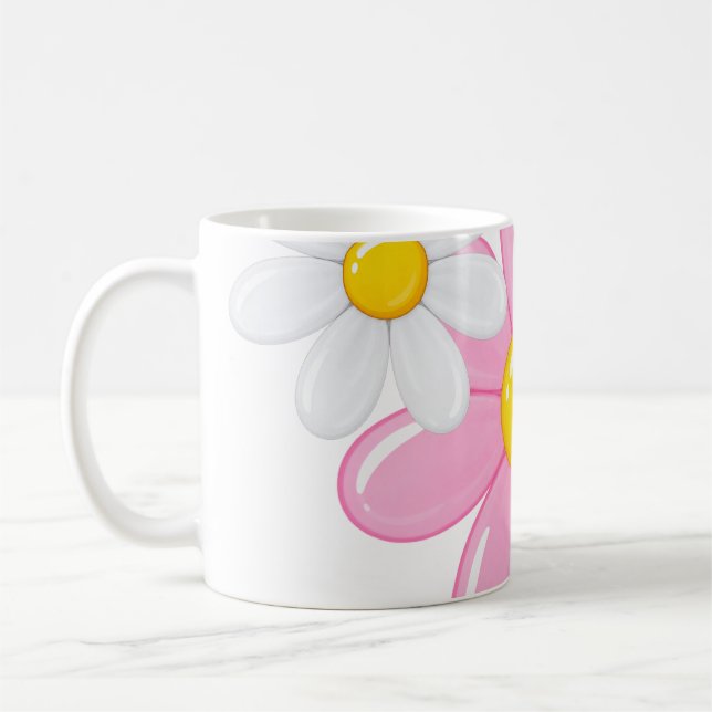 Pink Daisy Flower Mug  (Left)