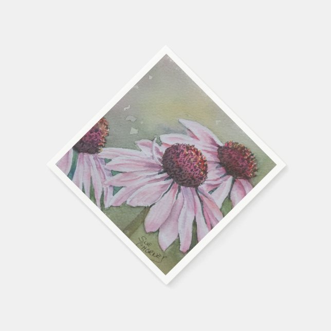 PINK DAISY FLOWER PAPER NAPKINS (Corner)