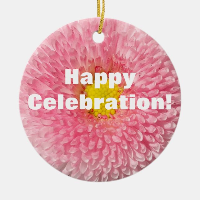 Pink Daisy Flower Photo  Ornament (Front)