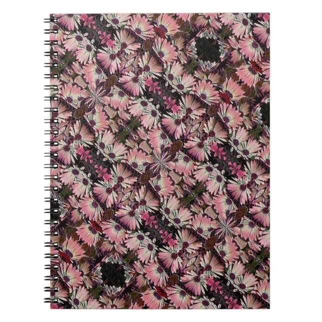 Pink Daisy Flowers Abstract Art Notebook (Front)