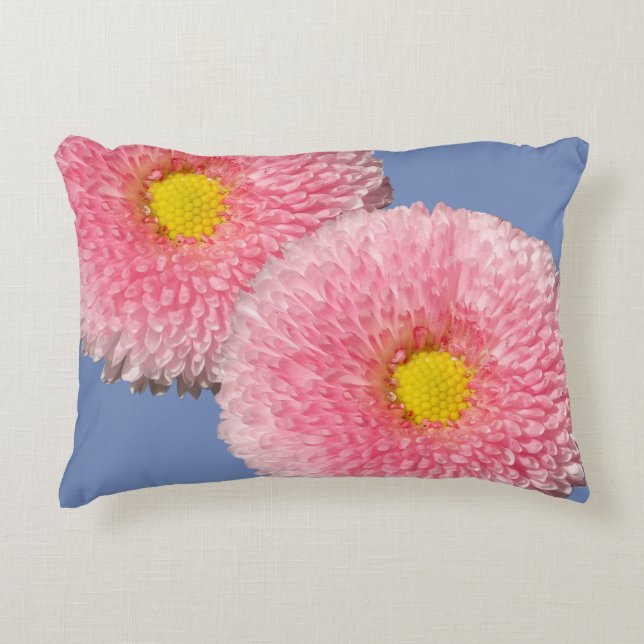 Pink Daisy Flowers Accent cushion (Front)