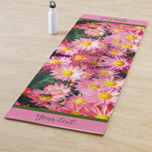 Pink Daisy Flowers And Bumble Bee Personalised Yoga Mat