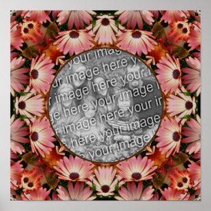 Pink Daisy Flowers Frame Create Your Own Photo Poster