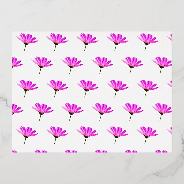 Pink Daisy  Foil Holiday Postcard (Front)