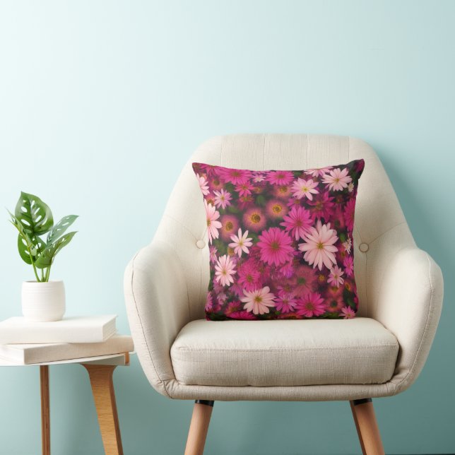Pink Daisy Garden - Bright Floral Decor Cushion (Chair)
