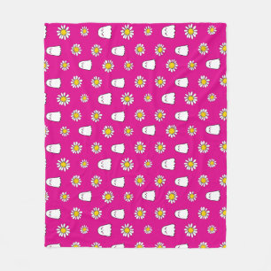 Pink Daisy Ghost Halloween Fleece Blanket