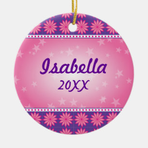 Pink Daisy Girl Photo Ornament