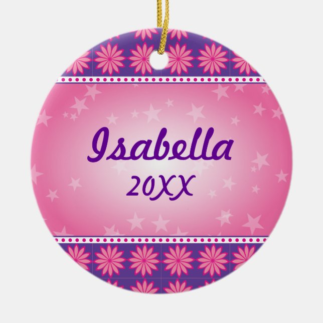 Pink Daisy Girl Photo Ornament (Front)