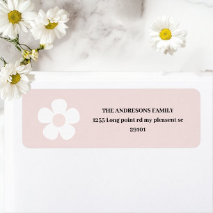Pink Daisy Happy Birthday  Return Address Label