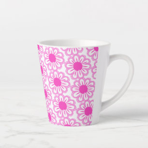 Pink Daisy Illustration Latte Mug
