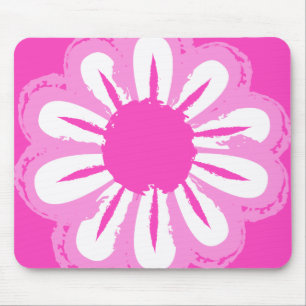 Pink Daisy Illustration Mouse Pad