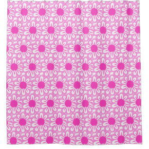 Pink Daisy Illustration Shower Curtain