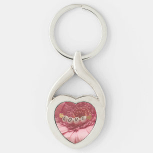 Pink Daisy Love Key Ring