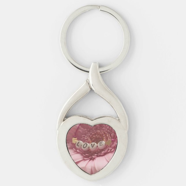 Pink Daisy Love Key Ring (Front)