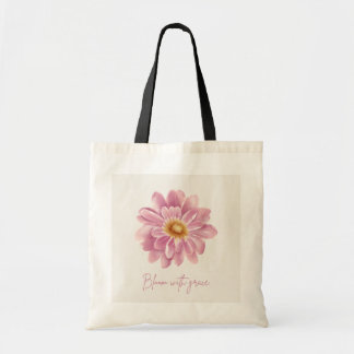 Pink Daisy Minimalist Tote Bag - Aesthetic Flower