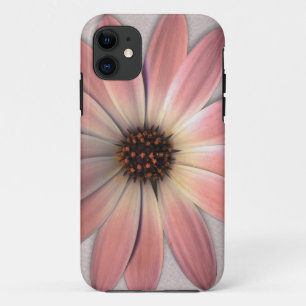 Pink Daisy - Mink Leather Texture Image Background iPhone 11 Case