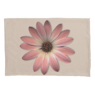 Pink Daisy - Mink Leather Texture Image Background Pillowcase