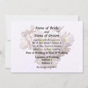 Pink Daisy Mums Heart Invitation