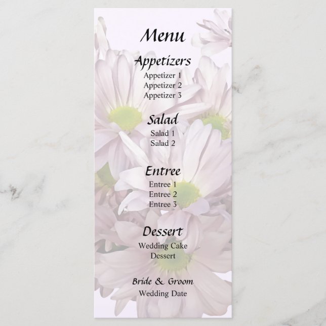 Pink Daisy Mums Heart Menu (Front)