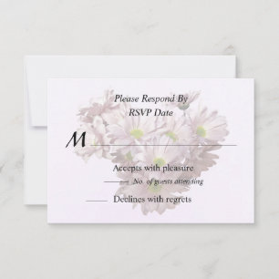 Pink Daisy Mums Heart RSVP Card