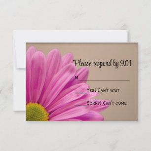 Pink Daisy on Tan Wedding RSVP Response Card
