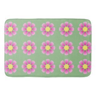 Pink daisy pattern bath mat