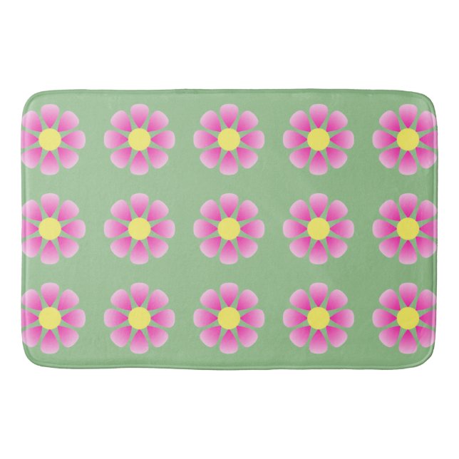 Pink daisy pattern bath mat (Front)