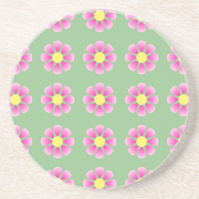Pink daisy pattern coaster (Front)