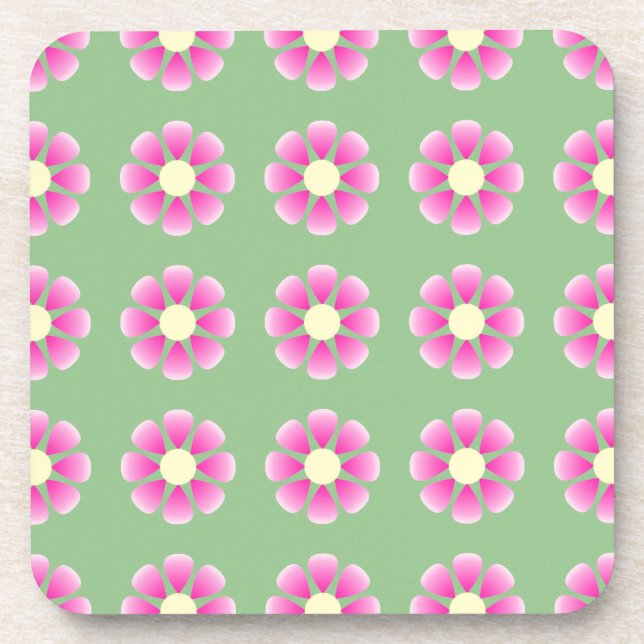 Pink daisy pattern coaster (Front)