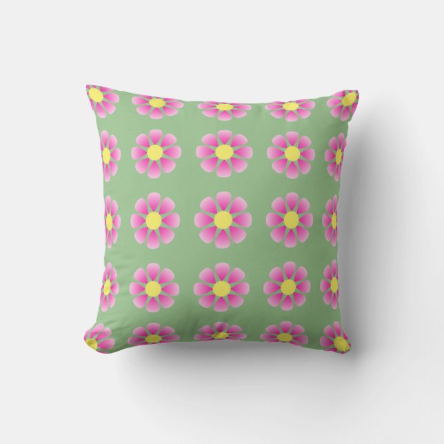 Pink daisy pattern cushion (Front)