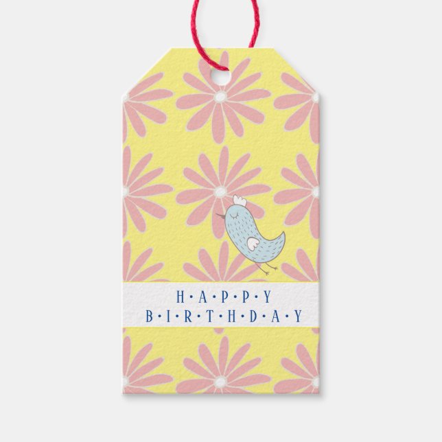 Pink Daisy Pattern Gift Tag (Front)