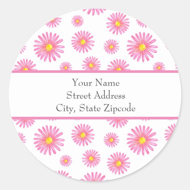 'Pink Daisy Pattern'  Labels (Front)