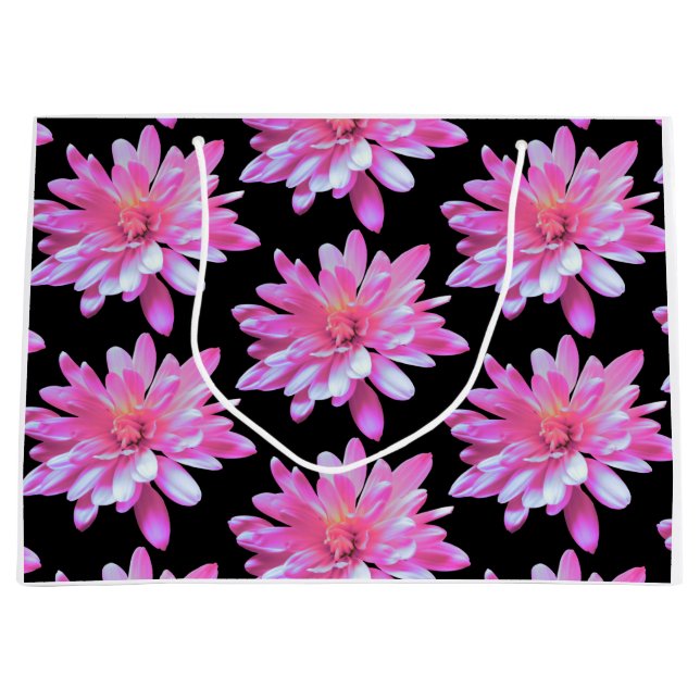 Pink daisy pattern large gift bag (Front)