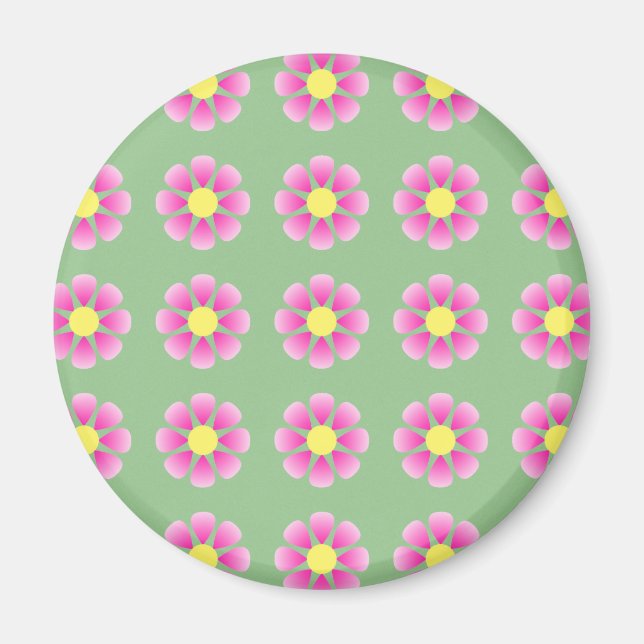 Pink daisy pattern magnet (Front)