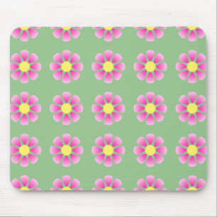 Pink daisy pattern mouse pad