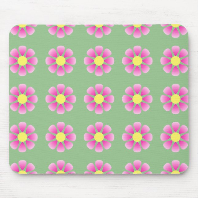 Pink daisy pattern mouse pad (Front)