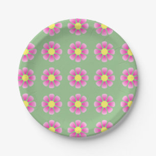Pink daisy pattern paper plate