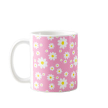 Pink Daisy Pattern Spring Floral Coffee Mug