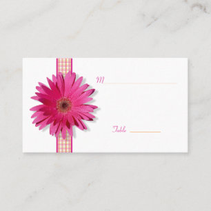 Pink Daisy Plaid Special Occasion Place Card