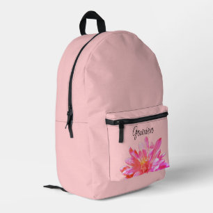 Pink daisy pretty pink orange floral printed backpack